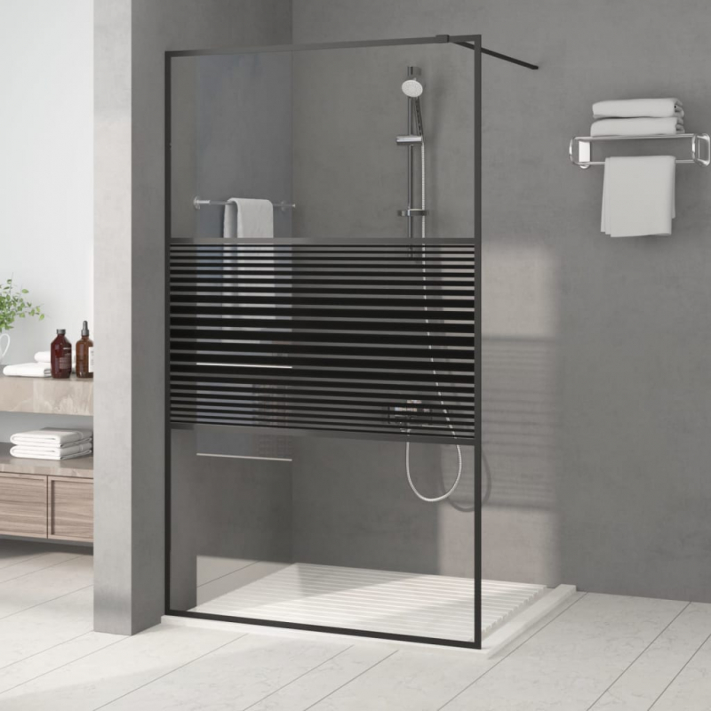 Duschwand für Begehbare Dusche Schwarz 115x195 cm ESG-Glas Klar