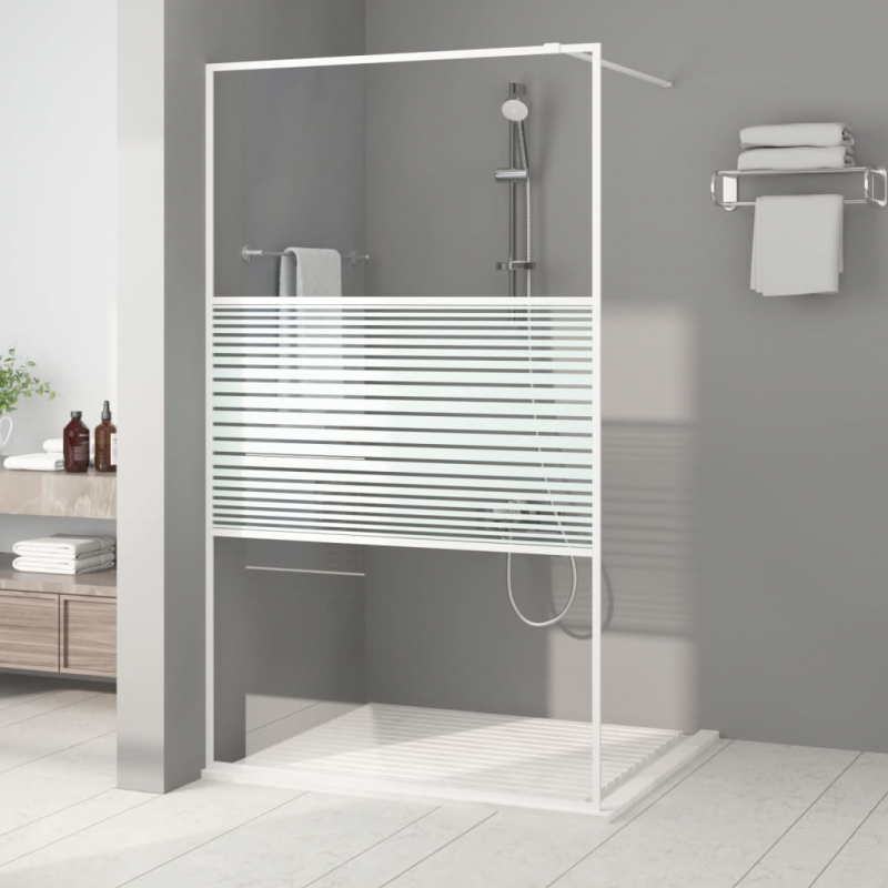 Duschwand für Begehbare Dusche Weiß 115x195 cm ESG-Klarglas