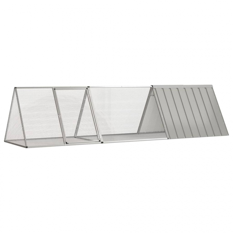 Kaninchenkäfig Grau 302,5x80,5x71 cm Verzinkter Stahl