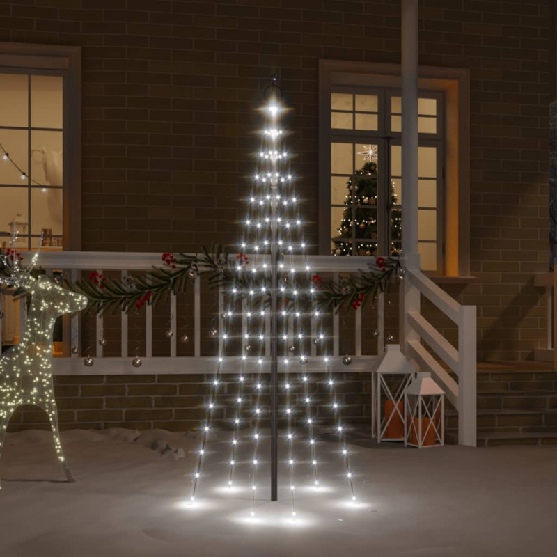 LED-Weihnachtsbaum für Fahnenmast Kaltweiß 108 LEDs 180 cm
