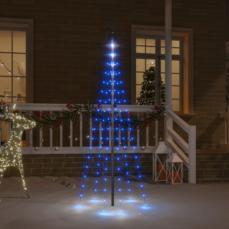 LED-Weihnachtsbaum für Fahnenmast Blau 108 LEDs 180 cm
