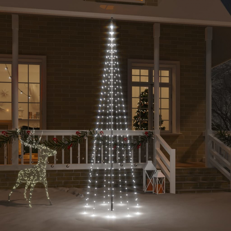 LED-Weihnachtsbaum für Fahnenmast Kaltweiß 310 LEDs 300 cm