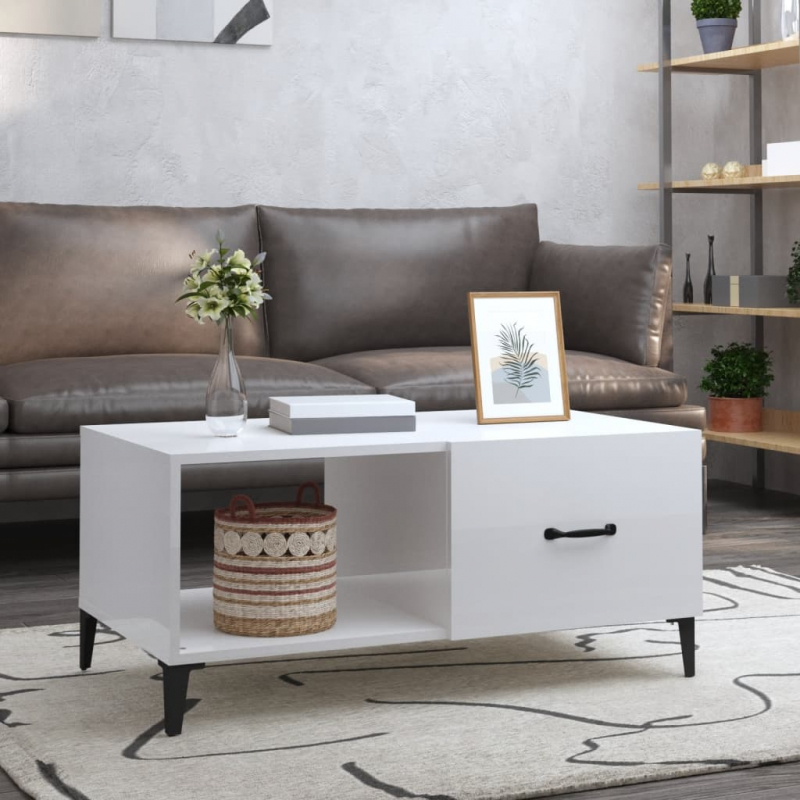 Couchtisch Hochglanz-Weiß 90x50x40 cm Holzwerkstoff