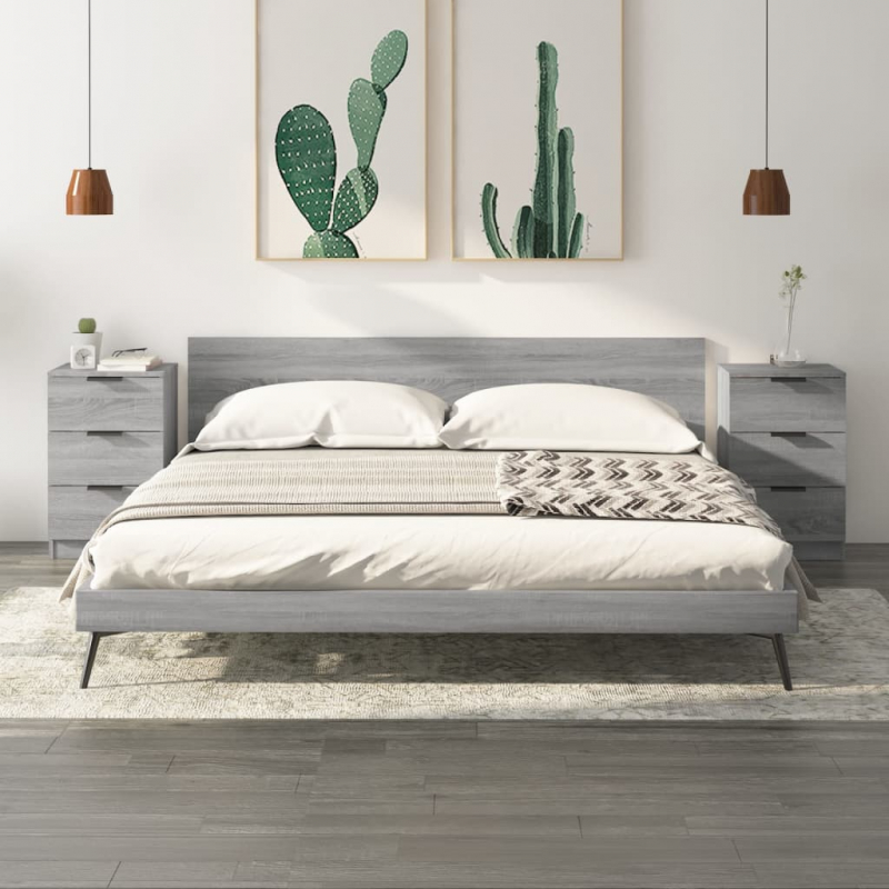 Nachttische 2 Stk. Grau Sonoma 40x36x65 cm
