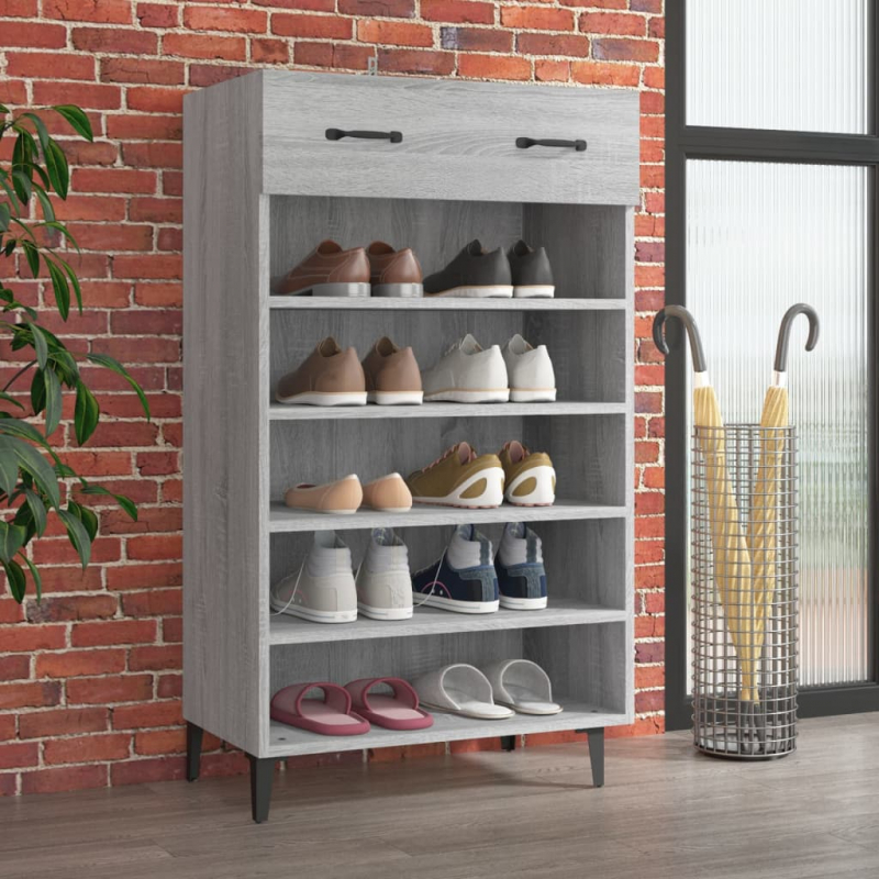 Schuhschrank Grau Sonoma 60x35x105 cm Holzwerkstoff