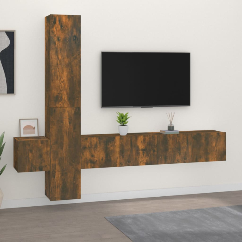 5-tlg. TV-Schrank-Set Räuchereiche Holzwerkstoff