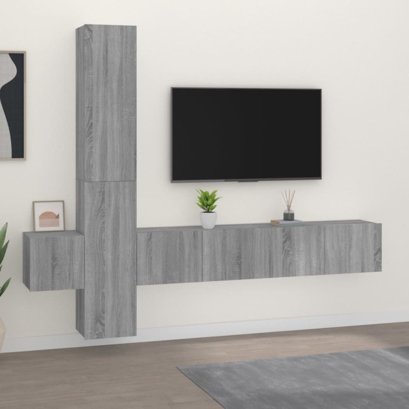 5-tlg. TV-Schrank-Set Grau Sonoma Holzwerkstoff