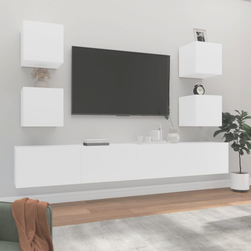 6-tlg. TV-Schrank-Set Weiß Holzwerkstoff