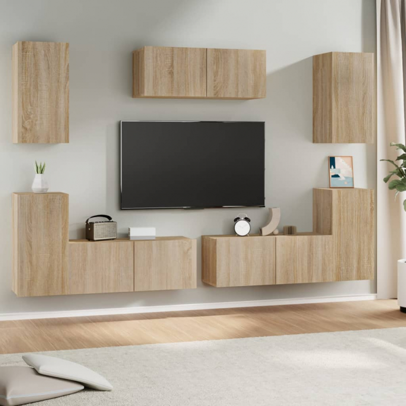 7-tlg. TV-Schrank-Set Sonoma-Eiche Holzwerkstoff