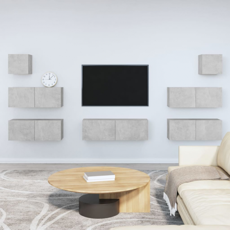 7-tlg. TV-Schrank-Set Betongrau Holzwerkstoff