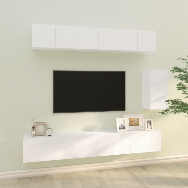 6-tlg. TV-Schrank-Set Weiß Holzwerkstoff