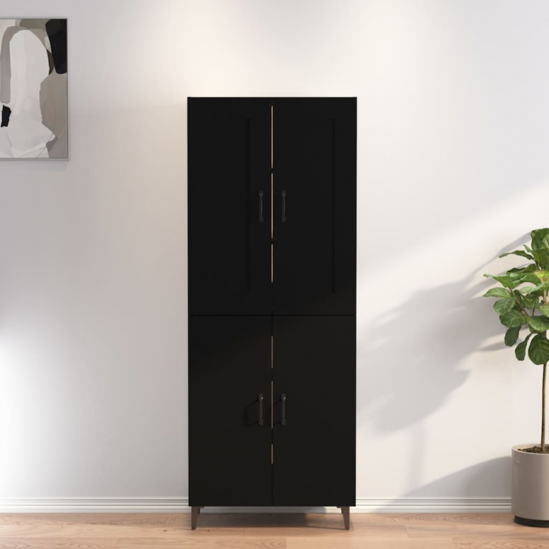 Highboard Schwarz 70x34x180 cm Holzwerkstoff