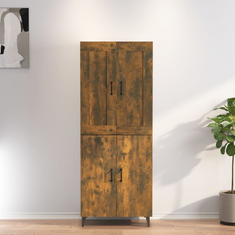 Highboard Räuchereiche 70x34x180 cm Holzwerkstoff