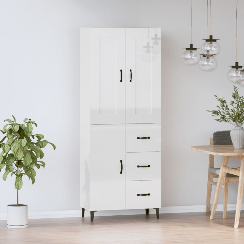 Highboard Hochglanz-Weiß Holzwerkstoff