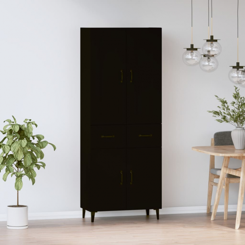 Highboard Schwarz Holzwerkstoff