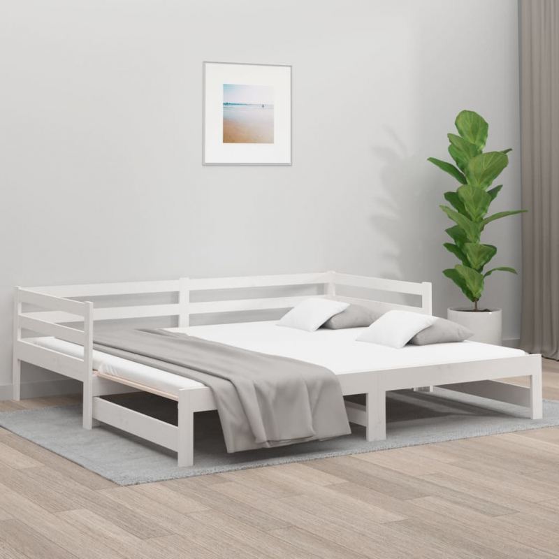 Ausziehbares Tagesbett ohne Matratze Weiß 90x190 cm