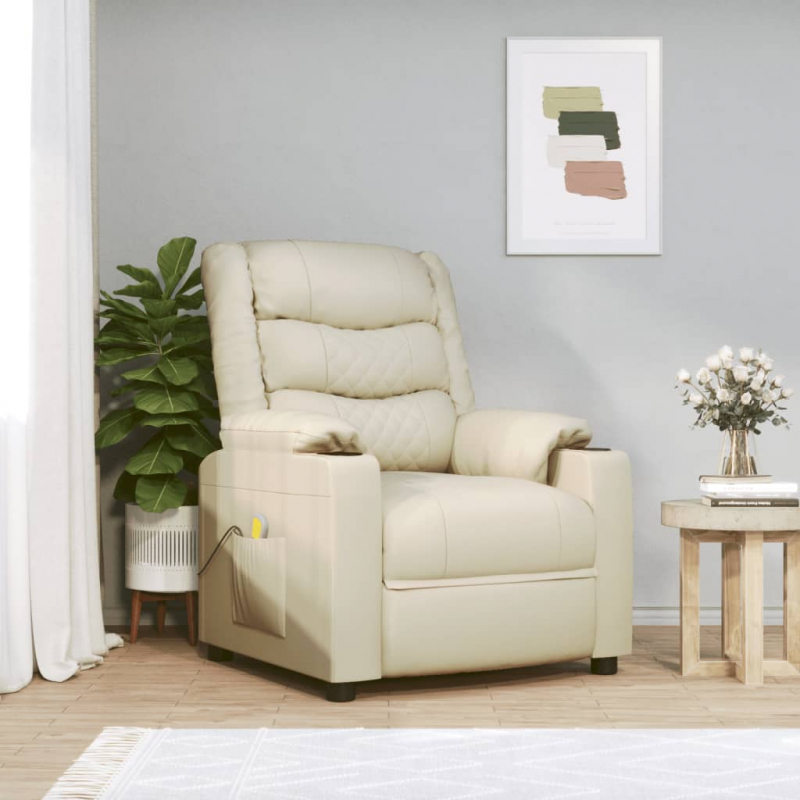 Massagesessel Creme Kunstleder