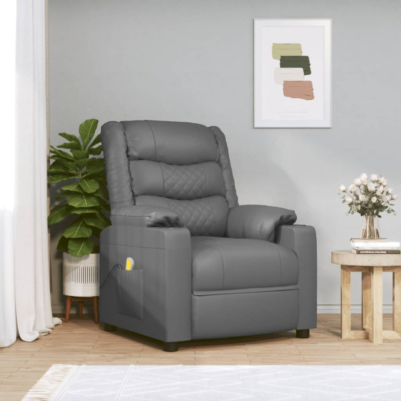 Massagesessel Grau Kunstleder