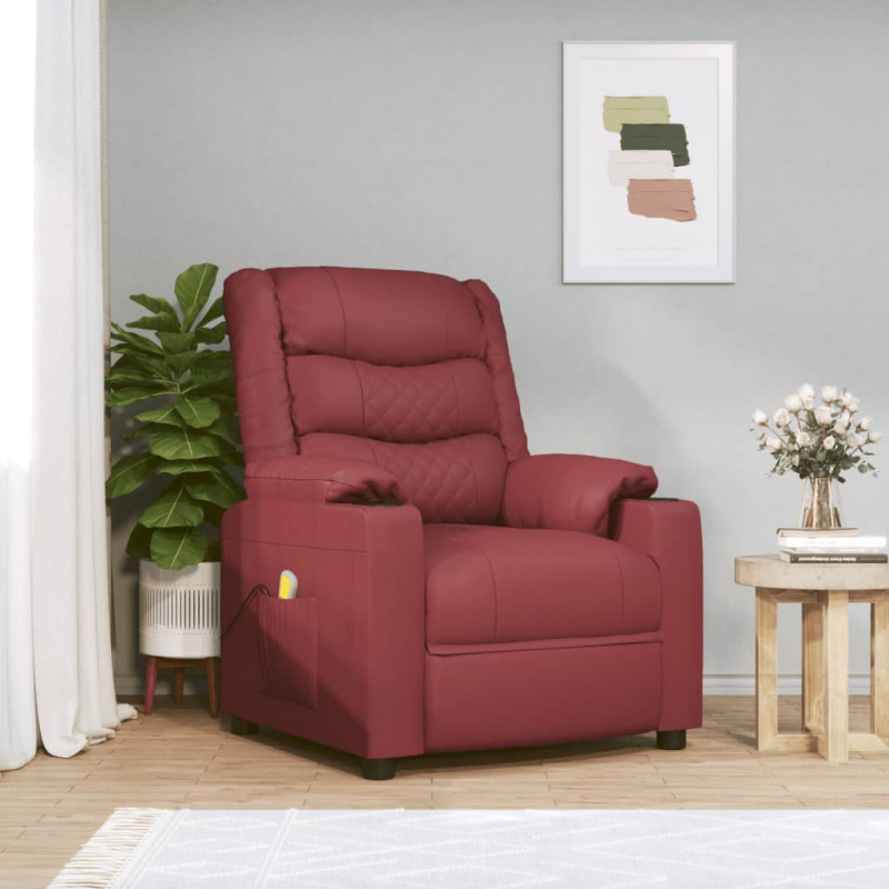 Massagesessel Weinrot Kunstleder