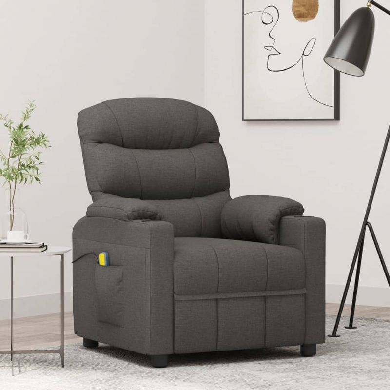 Massagesessel Dunkelgrau Stoff