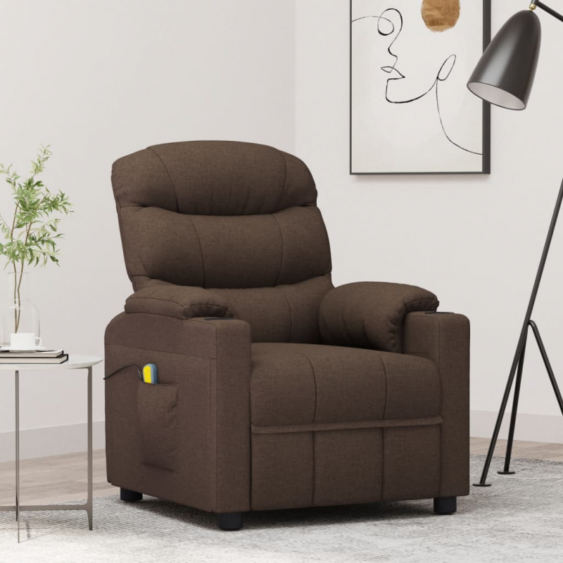 Massagesessel Dunkelbraun Stoff