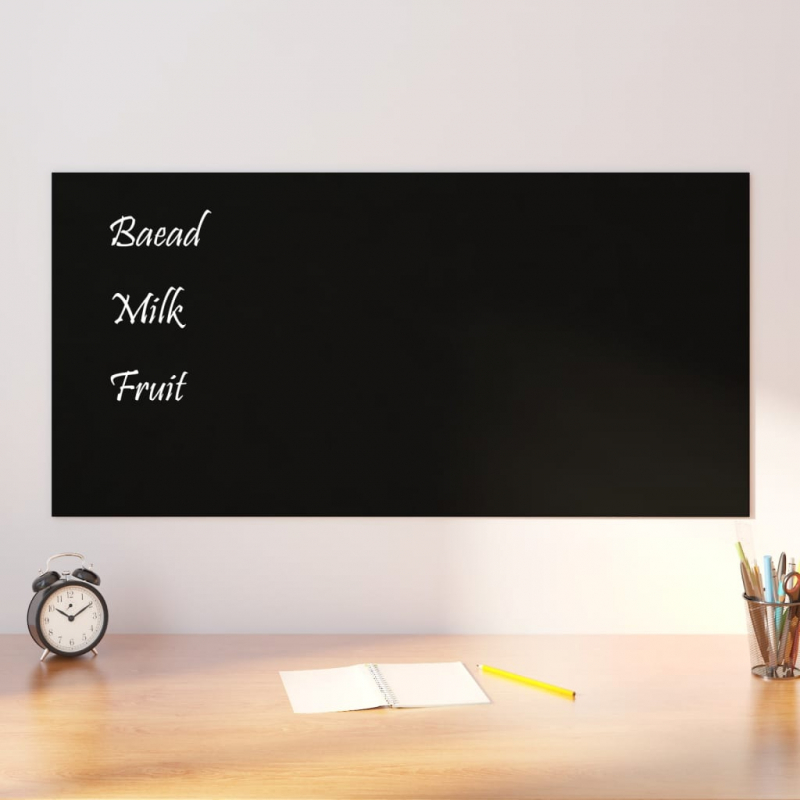 Magnettafel Wandmontage Schwarz 100x50 cm Hartglas