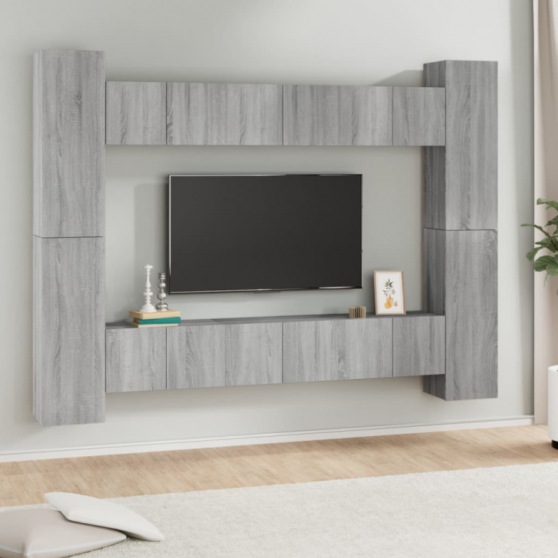 10-tlg. TV-Schrank-Set Grau Sonoma Holzwerkstoff