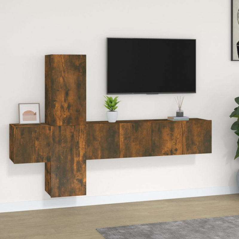 5-tlg. TV-Schrank-Set Räuchereiche Holzwerkstoff