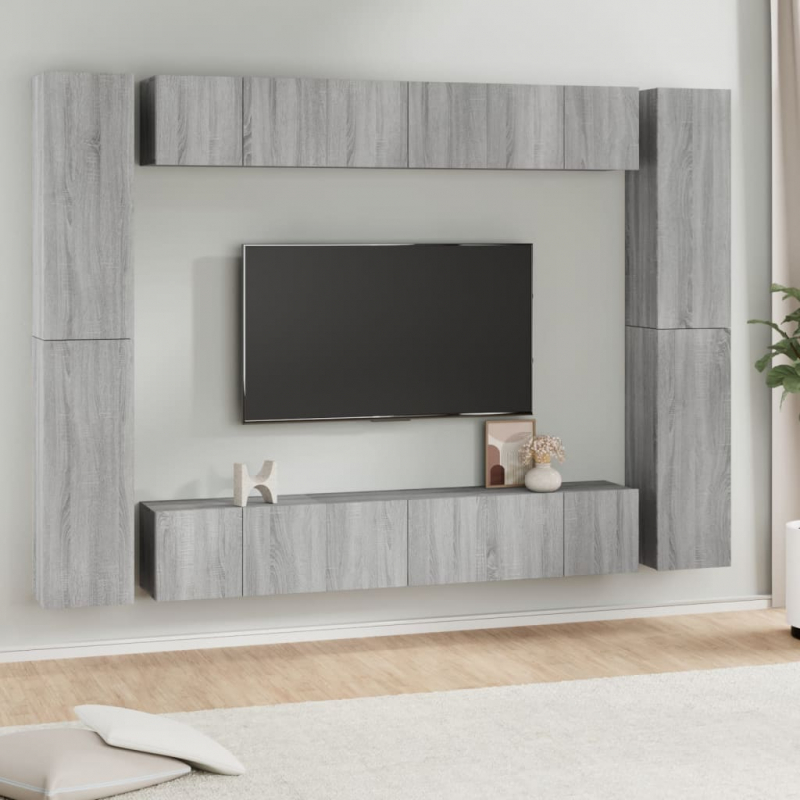 10-tlg. TV-Schrank-Set Grau Sonoma Holzwerkstoff