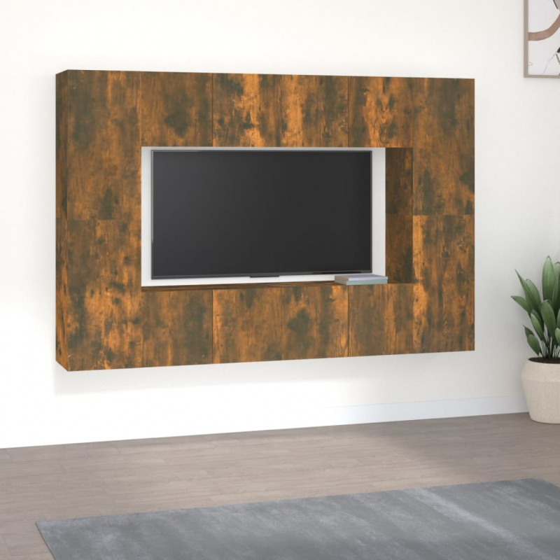 8-tlg. TV-Schrank-Set Räuchereiche Holzwerkstoff