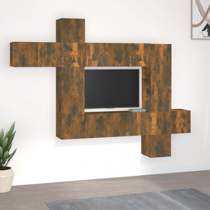 10-tlg. TV-Schrank-Set Räuchereiche Holzwerkstoff