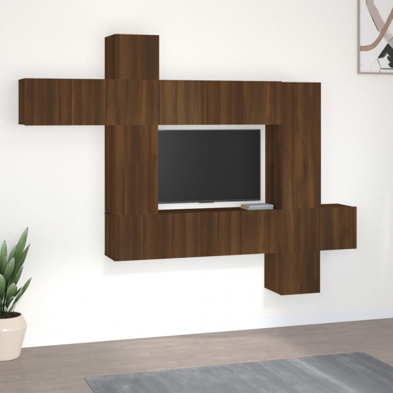 10-tlg. TV-Schrank-Set Braun Eichen-Optik Holzwerkstoff