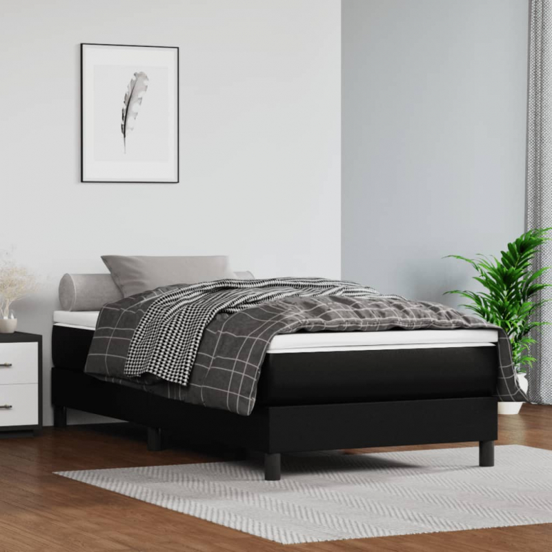 Taschenfederkernmatratze Schwarz 100x200x20 cm Kunstleder