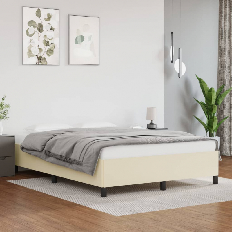 Bettgestell Creme 140x200 cm Kunstleder