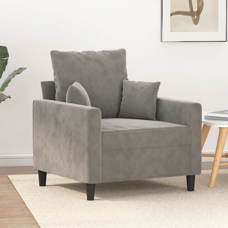 1-Sitzer-Sofa Hellgrau 60 cm Samt