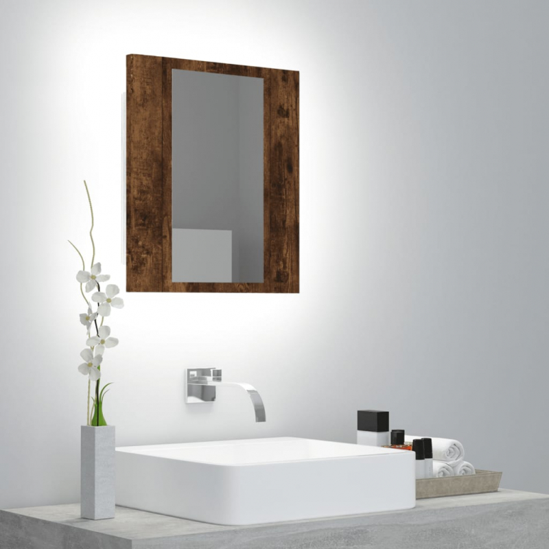 LED-Spiegelschrank Räuchereiche 40x12x45 cm Holzwerkstoff