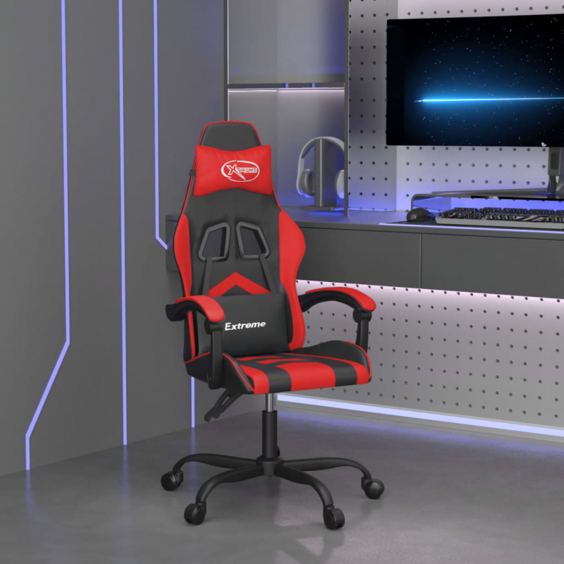 Gaming-Stuhl Drehbar Schwarz und Rot Kunstleder