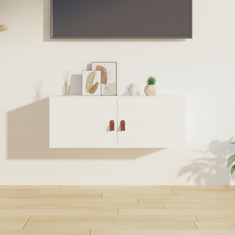 Wandschrank Weiß 80x30x30 cm Massivholz Kiefer