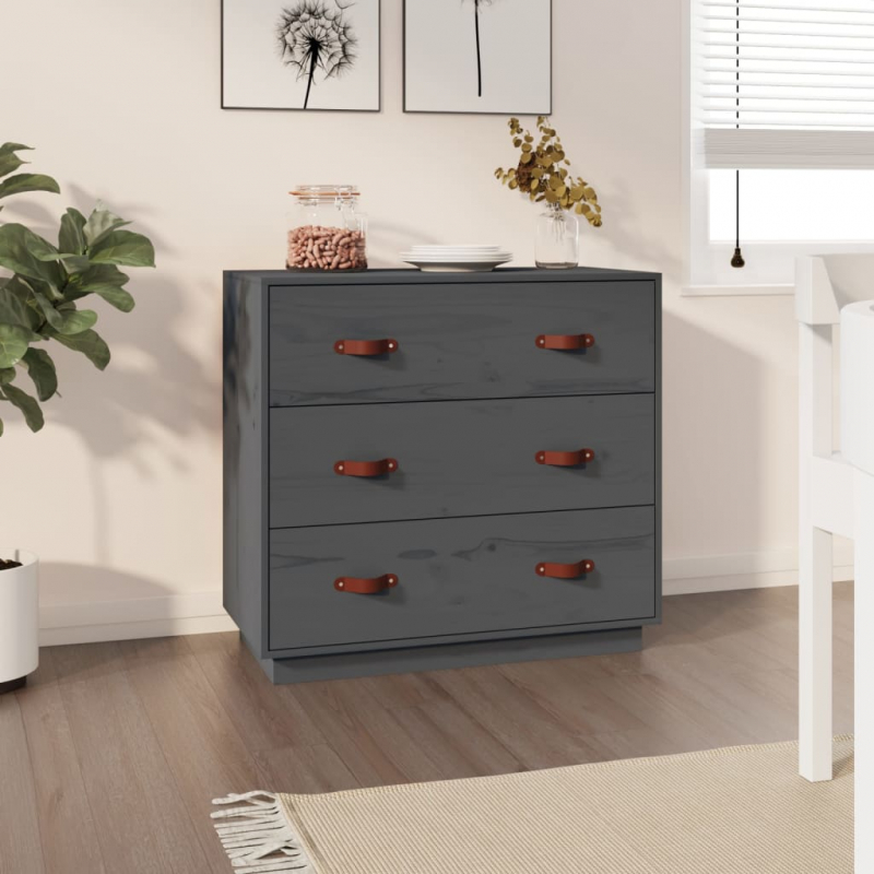 Sideboard Grau 80x40x75 cm Massivholz Kiefer