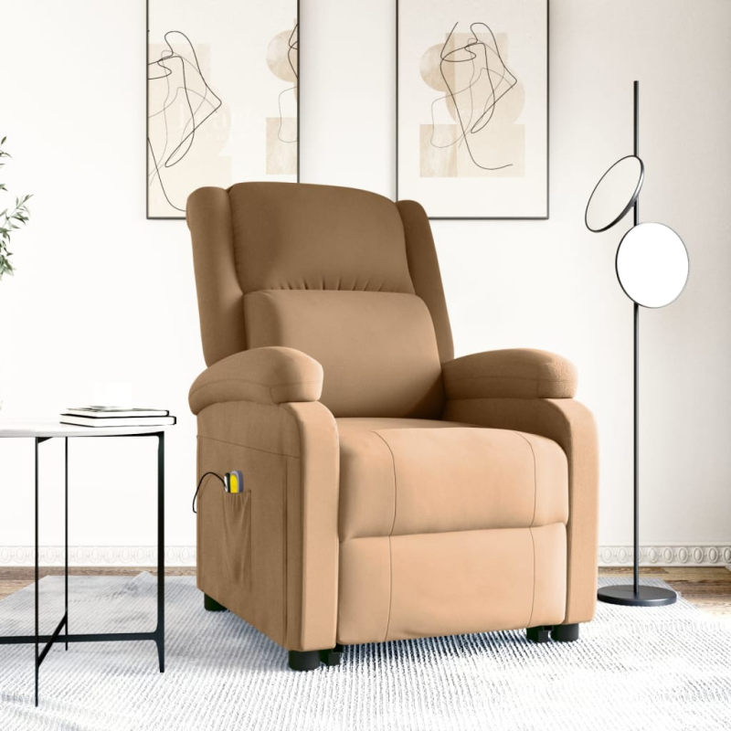 Massagesessel mit Aufstehhilfe Braun Samt