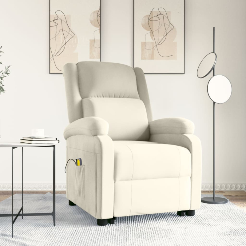 Massagesessel mit Aufstehhilfe Creme Samt