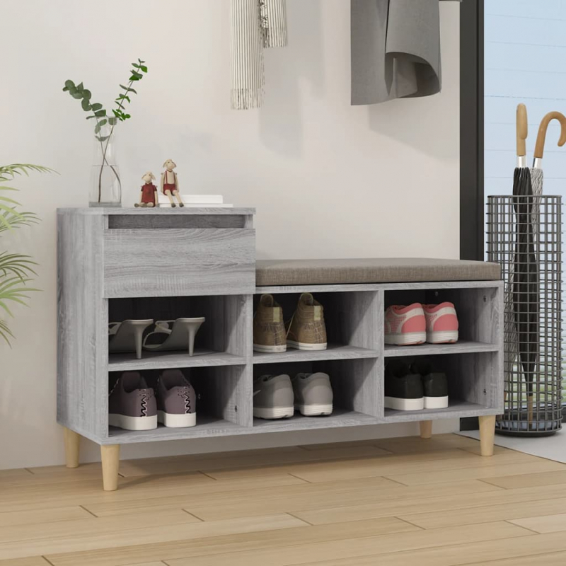 Schuhregal Grau Sonoma 102x36x60 cm Holzwerkstoff