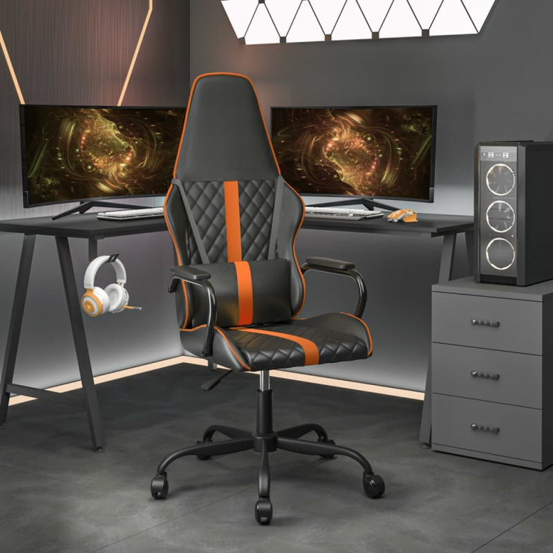 Gaming-Stuhl Schwarz und Orange Kunstleder