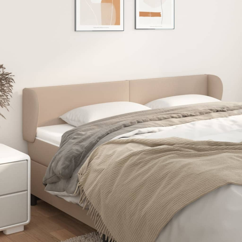 Kopfteil mit Ohren Cappuccino-Braun 203x23x78/88 cm Kunstleder