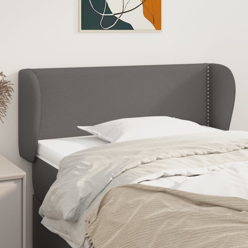 Kopfteil mit Ohren Grau 103x23x78/88 cm Kunstleder