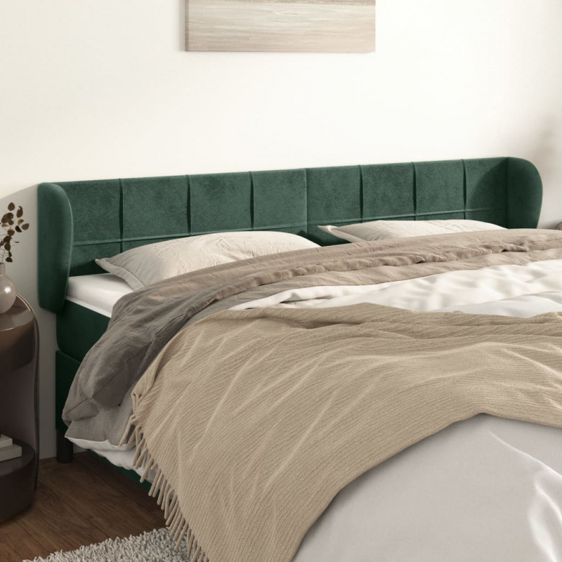 Kopfteil mit Ohren Dunkelgrün 203x23x78/88 cm Samt