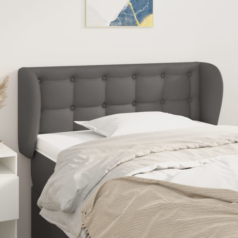Kopfteil mit Ohren Grau 83x23x78/88 cm Kunstleder