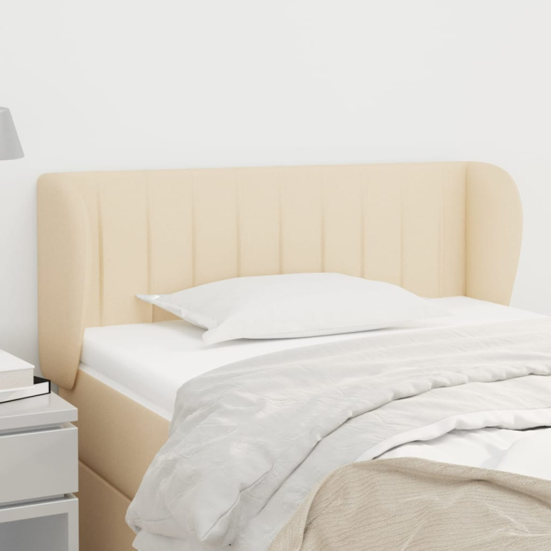 Kopfteil mit Ohren Creme 93x23x78/88 cm Stoff