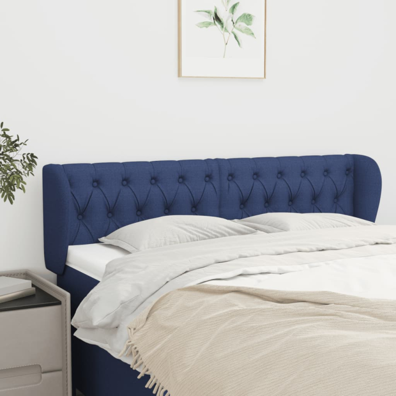 Kopfteil mit Ohren Blau 163x23x78/88 cm Stoff