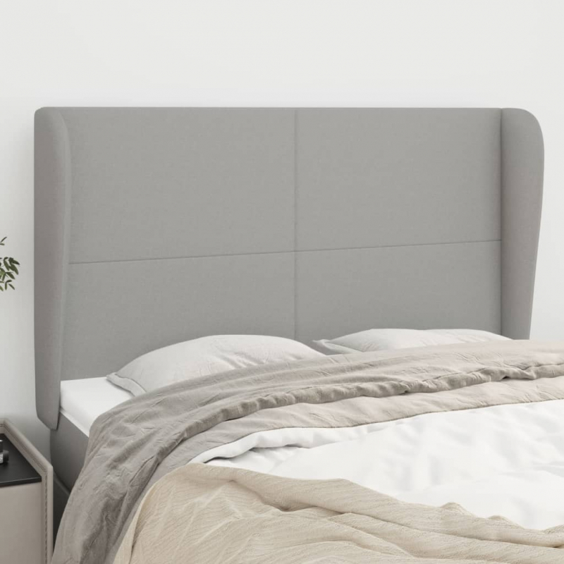 Kopfteil mit Ohren Hellgrau 147x23x118/128 cm Stoff
